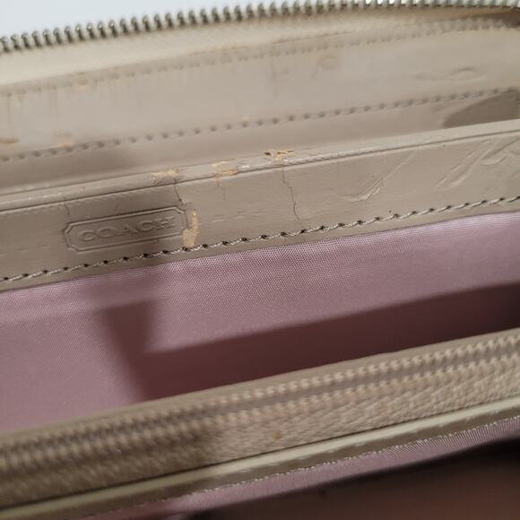 Coach Wallet Continental Canvas Floral Signature Beige Large Embellished Fair - Picture 6 of 9